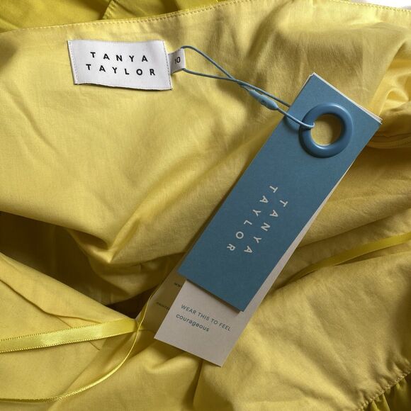Tanya Taylor Delphine Dress Lemon Yellow Ruffle Detail Midi Dress sz 10 - Picture 9 of 13